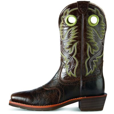 Ariat Western: Heritage Roughstock Botas Western Hombre - Negras / Verde (RILWD1863)